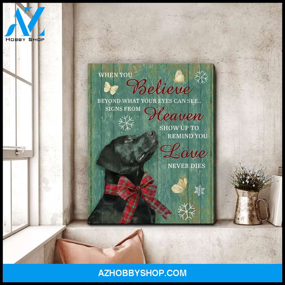 When You Believe Black Labrador Wall Matte Canvas Christmas Canvas Wall Art