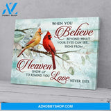 When You Believe Love Never Die Cardinal Christmas Canvas Wall Art
