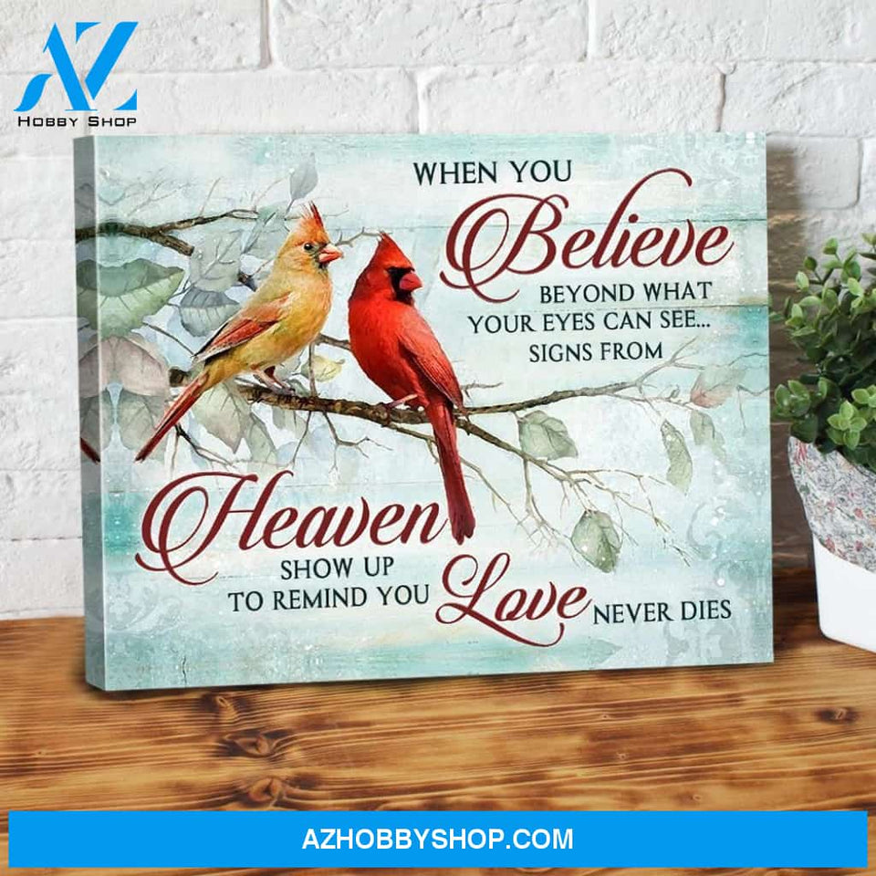 When You Believe Love Never Die Cardinal Christmas Canvas Wall Art