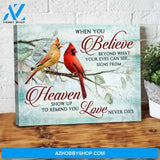 When You Believe Love Never Die Cardinal Christmas Canvas Wall Art