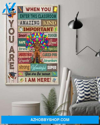 Teacher Classroom Canvas When You Enter This Classroom, Student Wall Art Back to School Gift for Teacher