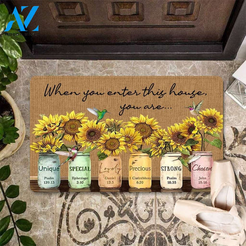 When You Enter This House Welcome Mat Housewarming Gift Home Decor Gift For Sunflower Lovers Gift For Friend Birthday Gift