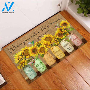When You Enter This House - Sunflower Coir Pattern Print Doormat