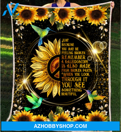 When You Look Through It You See Something Beautiful Hummingbird And Sunflowers Fleece Blanket Gift For Family Home Decor Bedding Couch Sofa Soft And Comfy Cozy
