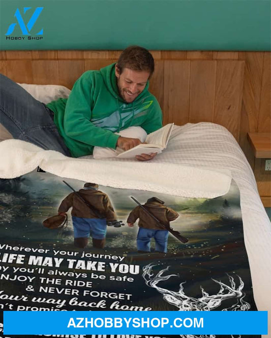 Whenever You Feel Overwhelmed -Hunting Dad To Son Fleece Blanket Gift For Son
