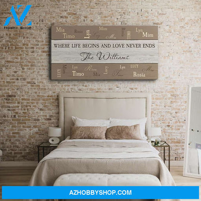 Where Life Begins - Personalized Custom Name Canvas