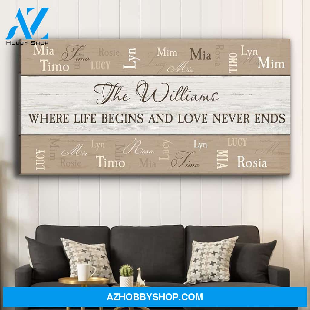 Where Life Begins - Personalized Custom Name Canvas