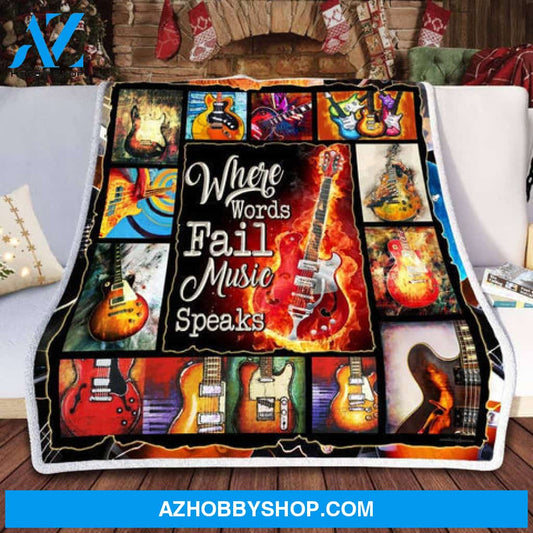 Where Words Fail Music Fleece Blanket - Quilt Blanket,
