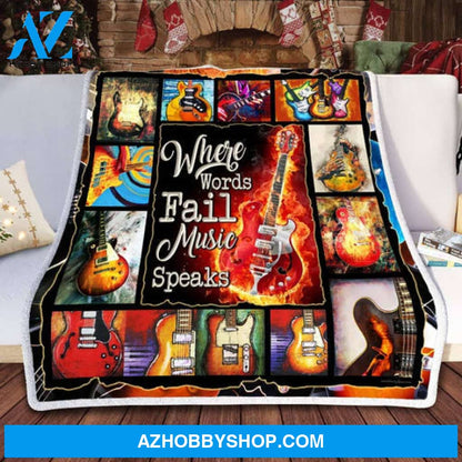 Where Words Fail Music Fleece Blanket - Quilt Blanket,