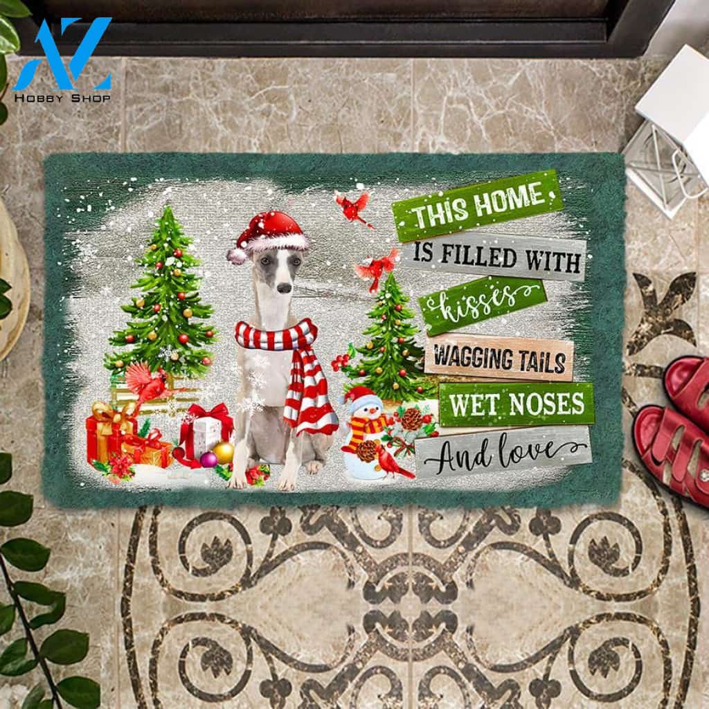 Whippet This Home Is Filled With Kisses Christmas Dog Doormat