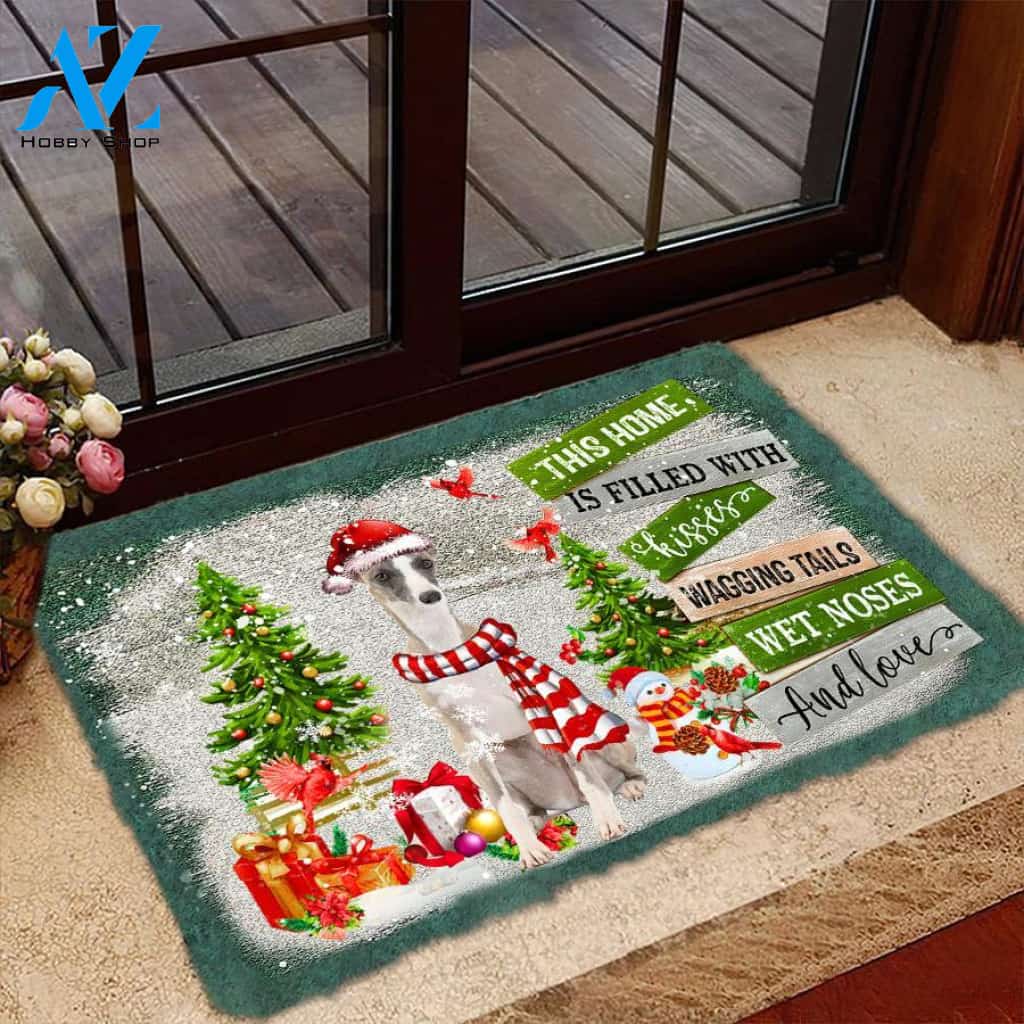Whippet This Home Is Filled With Kisses Christmas Dog Doormat