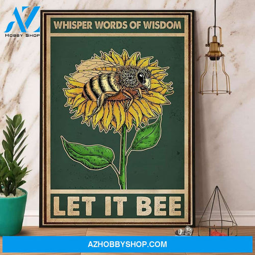 Bee Sunflower Whisper Words Of Wisdom Let It Bee Canvas And Poster, Wall Decor Visual Art