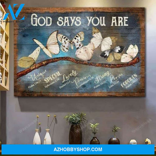 White butterfly - God says you are amazing - Jesus Landscape Canvas Prints, Wall Art