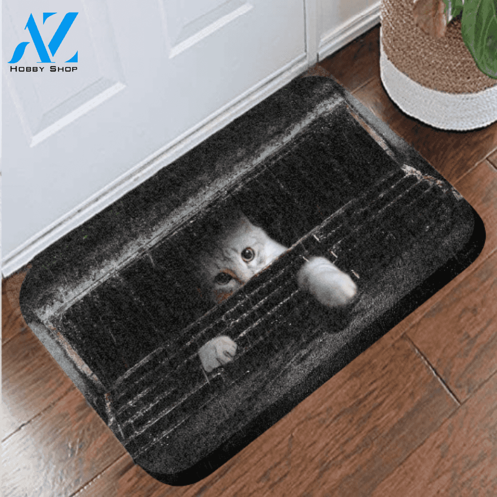 White Cat in Hole