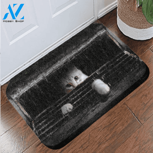 White Cat in Hole