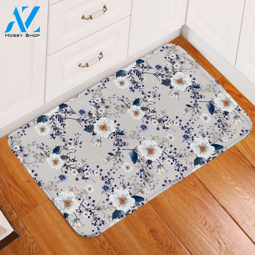 White Daisy Door Mat