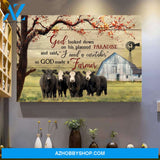 White face angus cows with tranquil farm - God looked down on his planned paradise - Farm Landscape Canvas Prints - Wall Art