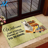 White German Shepherd I'm Reading Dog Doormat