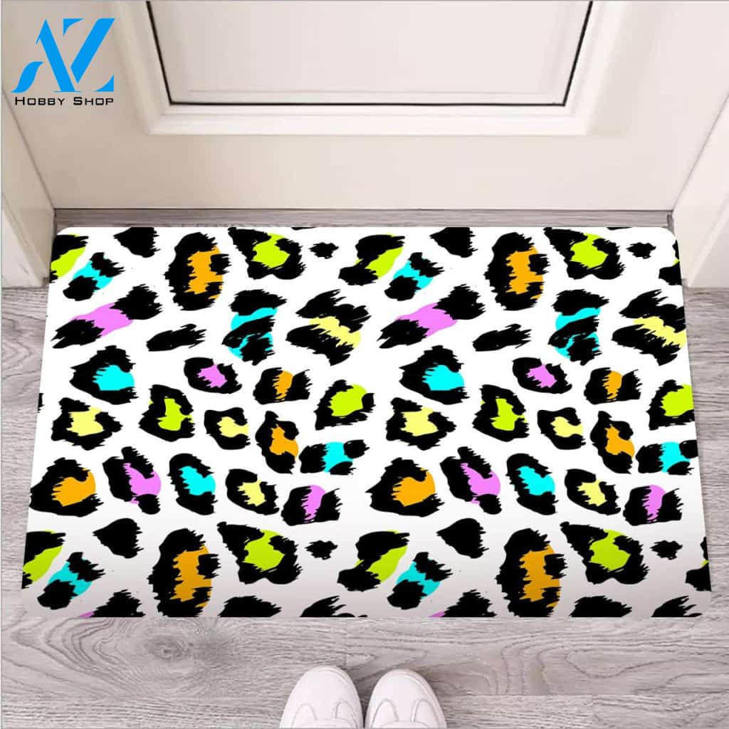 White Leopard Door Mat