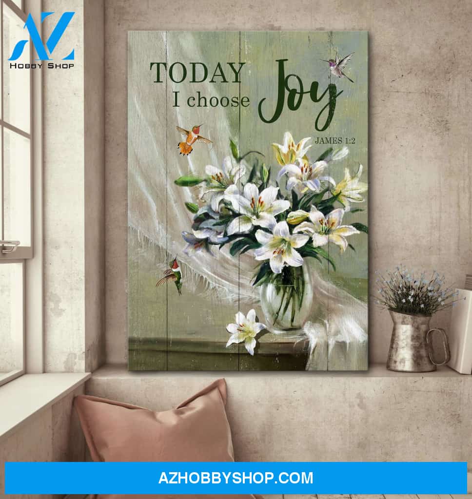 White lily - Today I choose joy - Jesus Portrait Canvas Prints, Wall Art