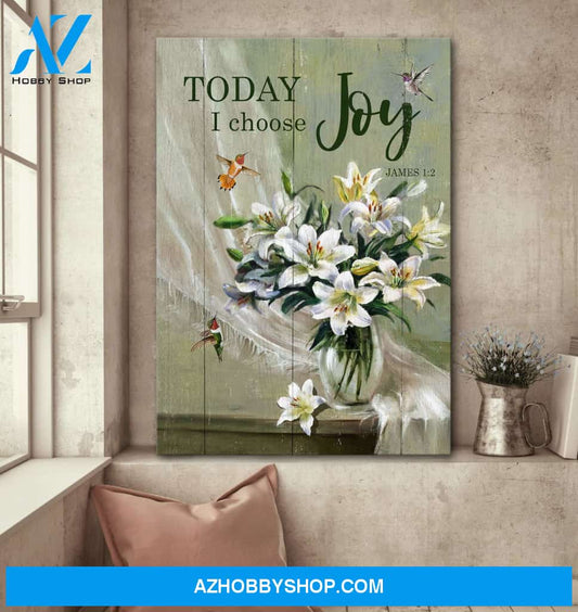 White lily - Today I choose joy - Jesus Portrait Canvas Prints, Wall Art