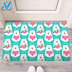 White Mama Bear Door Mat
