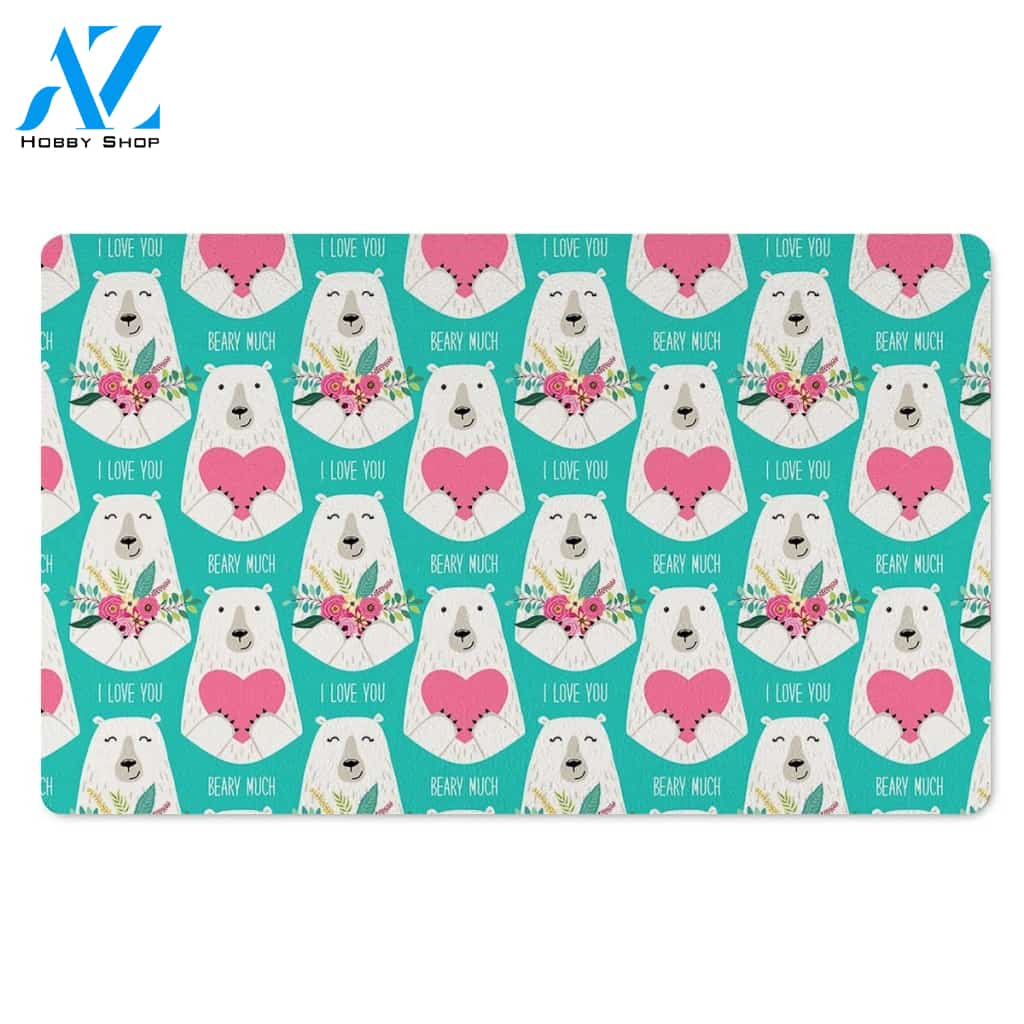 White Mama Bear Door Mat