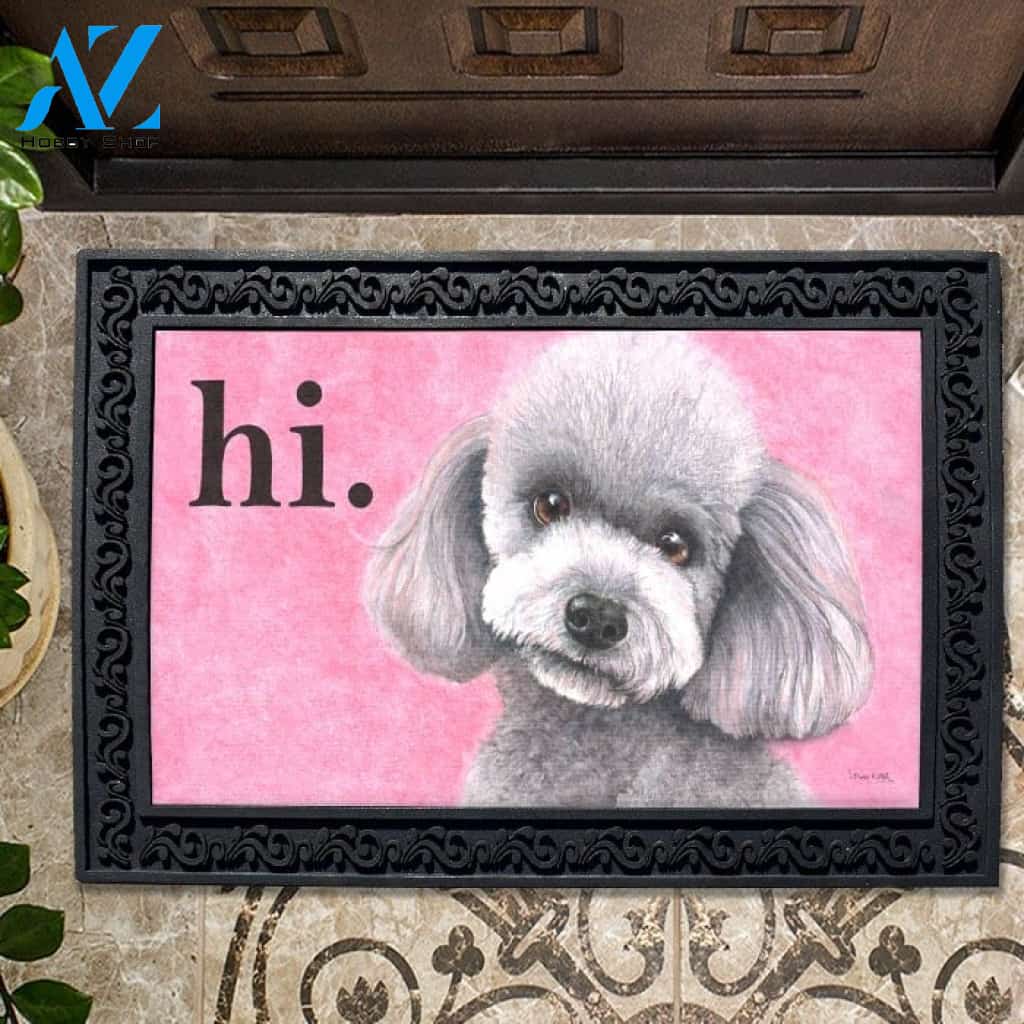 White Miniature Poodle Doormat - 18" x 30"