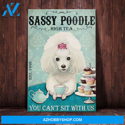 White Poodle Dog High Tea Canvas Wall Art, Wall Decor Visual Art