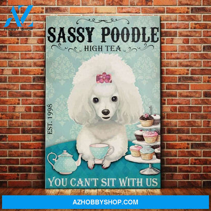 White Poodle Dog High Tea Canvas Wall Art, Wall Decor Visual Art
