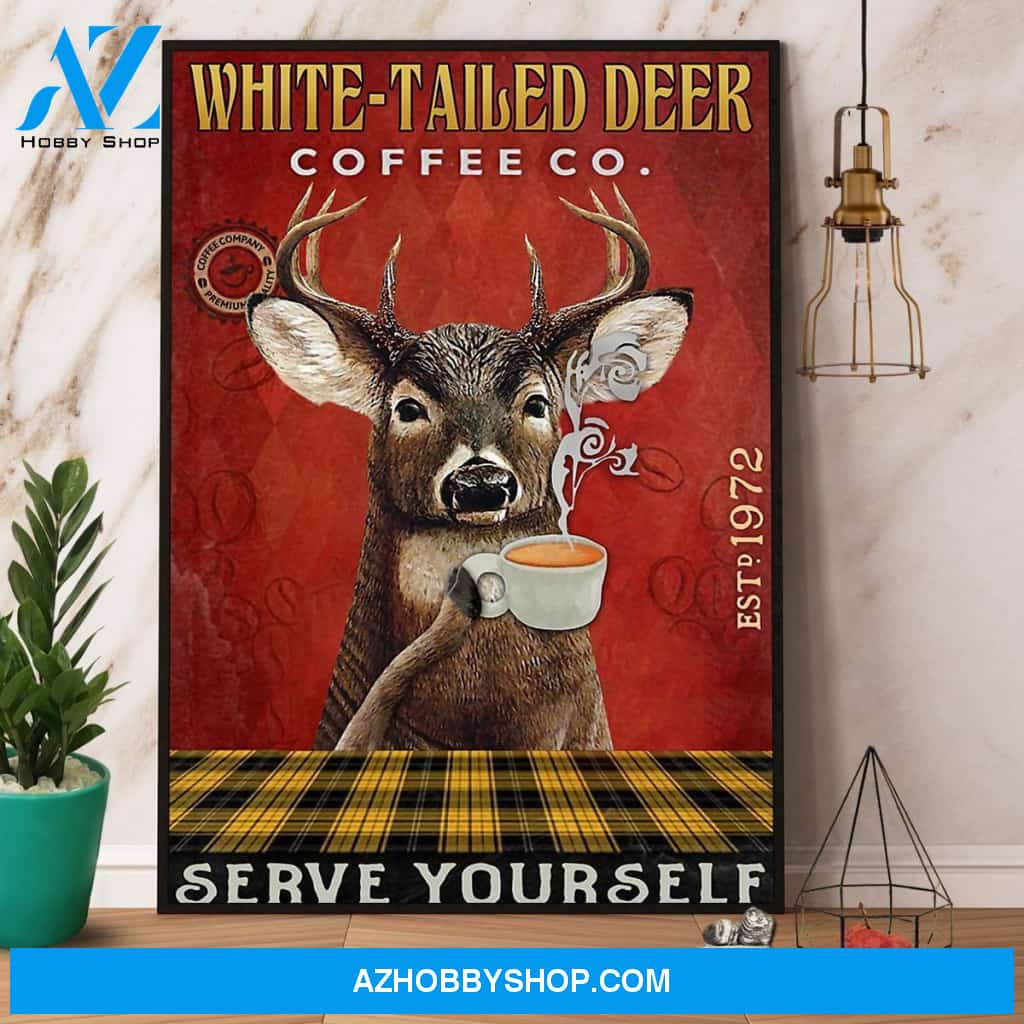 White-Tailed Deer Coffee Company Serve Yourself Canvas And Poster, Wall Decor Visual Art