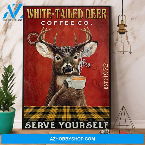 White-Tailed Deer Coffee Company Serve Yourself Canvas And Poster, Wall Decor Visual Art