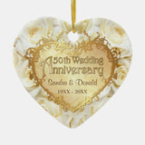 White Rose 50Th Wedding Anniversary Ceramic Ornament