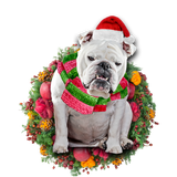 Godmerch- Ornament- White Bulldog Christmas Ornament, Happy Christmas Ornament, Car Ornament