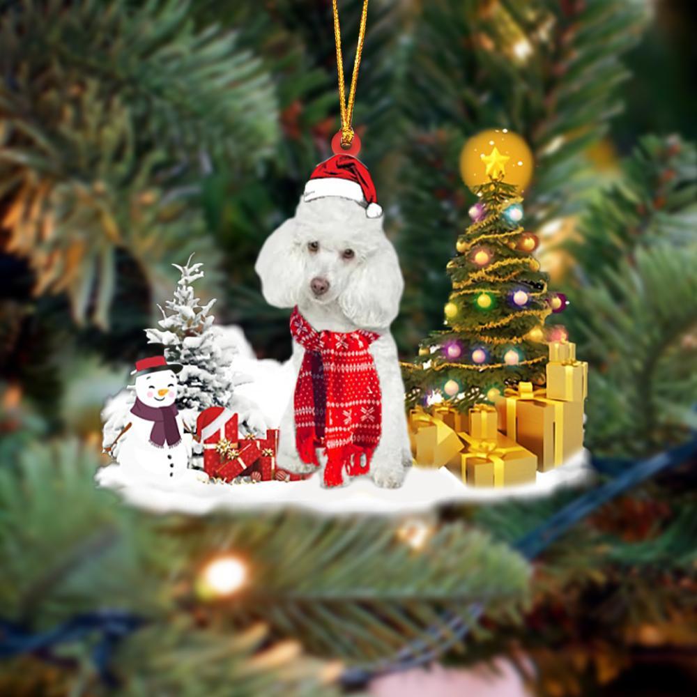 Godmerch- Ornament- White Poodle Christmas Ornament Dog Ornament, Car Ornament, Christmas Ornament