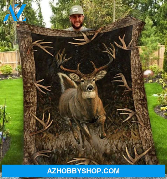 Whitetail Deer Fleece Blanket - Quilt Blanket,