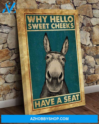 Why Hello Sweet Cheeks Donkey Canvas And Poster, Canvas Painting, Wall Decor Visual Art