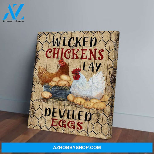 Wicked Chickens Lay Deviled Eggs Vintage Canvas And Poster,Canvas Prints,Wall Decor Visual Art
