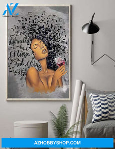 Widow Black Woman Easily Distracted By Music And Wine - Matte Canvas, Gift for you, gift for him, gift for black woman, gift for music lover memorial day