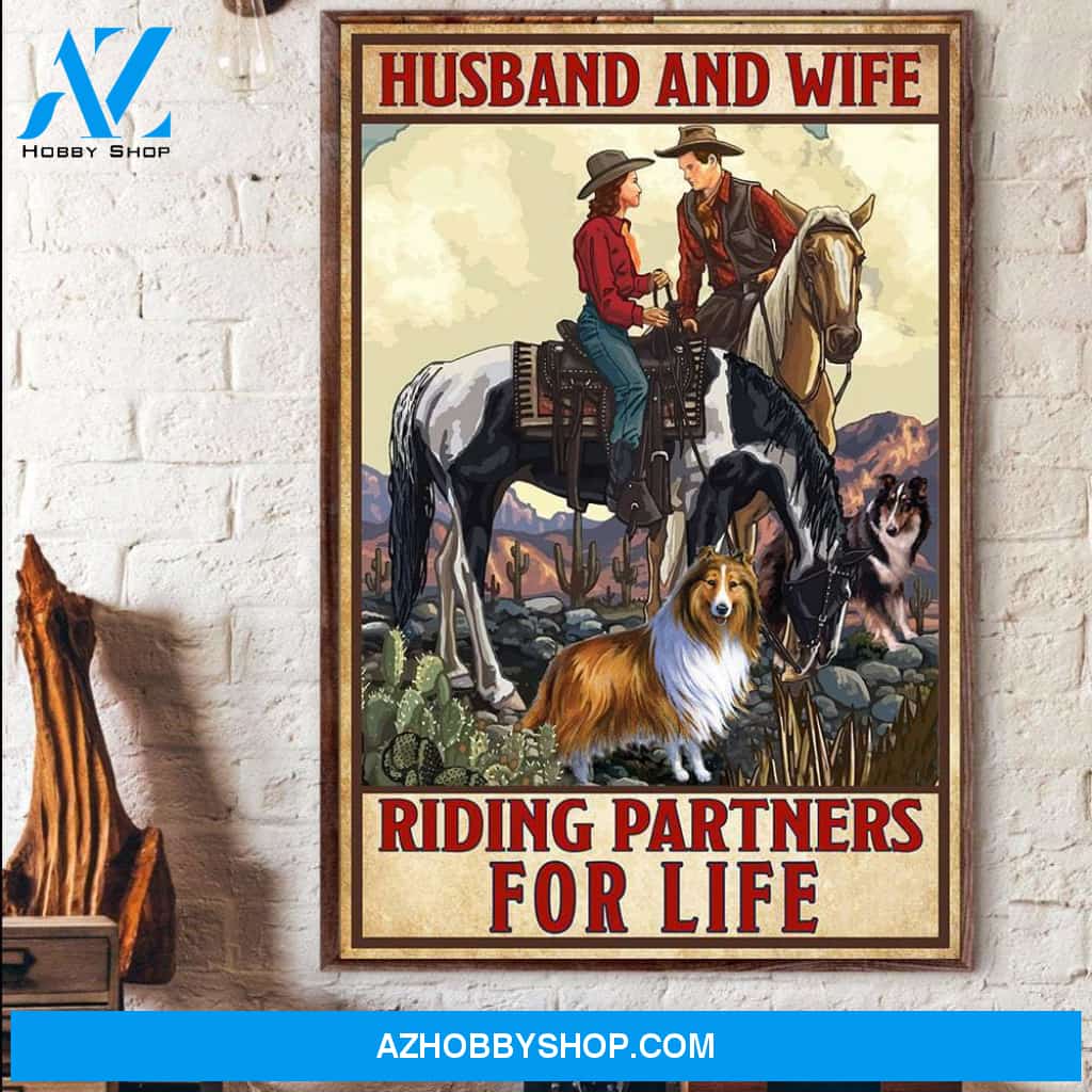 Widow Husband And Wife Riding Partners For Live - Matte Canvas, Gift for you , gift for him, gift for her, gift for horse riding lover, gift for sheltie lover memorial day