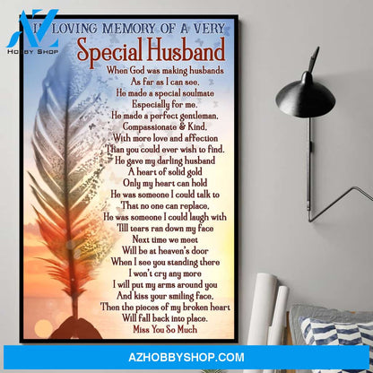 widow memorial day In Loving Memory Of A Very Special Husband - Matte Canvas, Gift for you, gift for him, gift for husband, gift for widow memorial day