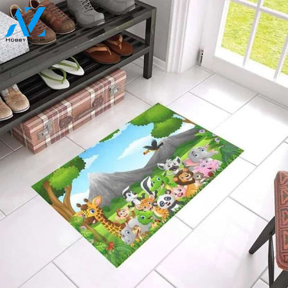 Wild Animal in The Jungle WaterColour Doormat Indoor and Outdoor Mat Entrance Rug Sweet Home Decor Housewarming Gift Gift for Wildlife Animals Lovers