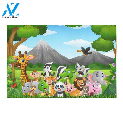 Wild Animal in The Jungle WaterColour Doormat Indoor and Outdoor Mat Entrance Rug Sweet Home Decor Housewarming Gift Gift for Wildlife Animals Lovers