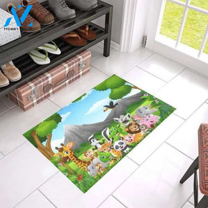 Wild Animal in The Jungle WaterColour Doormat Indoor and Outdoor Mat Entrance Rug Sweet Home Decor Housewarming Gift Gift for Wildlife Animals Lovers