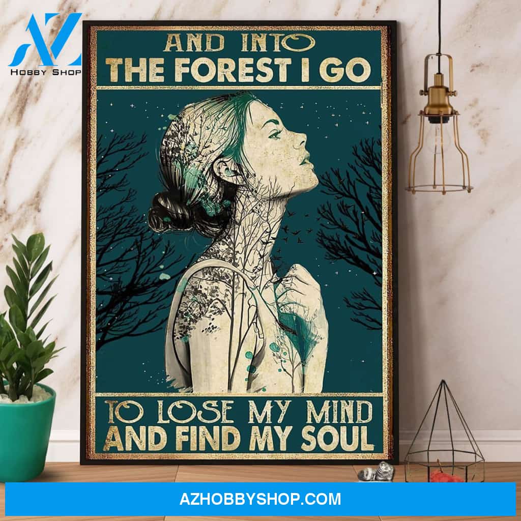 Wild Girl And Into The Forest I Go To Lose My Mind Retro Canvas And Poster, Wall Decor Visual Art