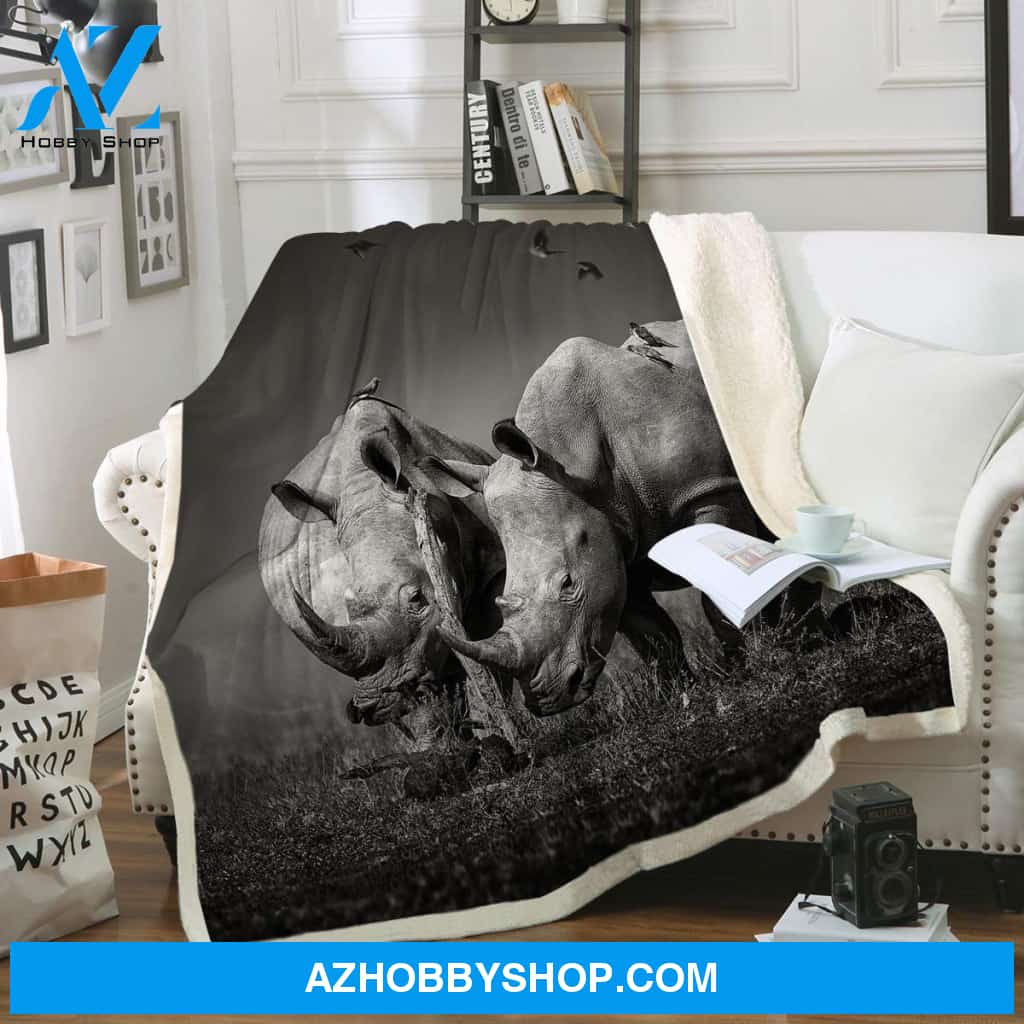 Wild Rhinoceros Fleece Blanket