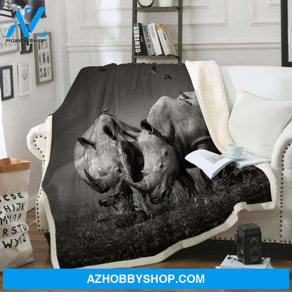 Wild Rhinoceros Fleece Blanket