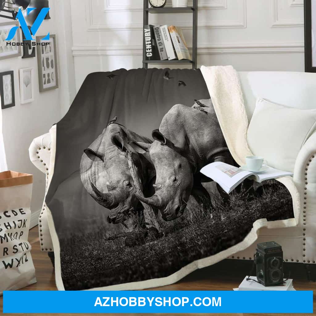 Wild Rhinoceros Fleece Blanket