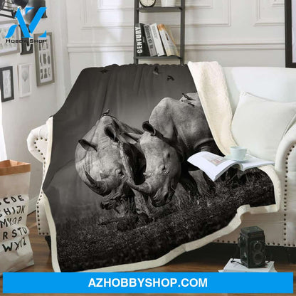 Wild Rhinoceros Fleece Blanket