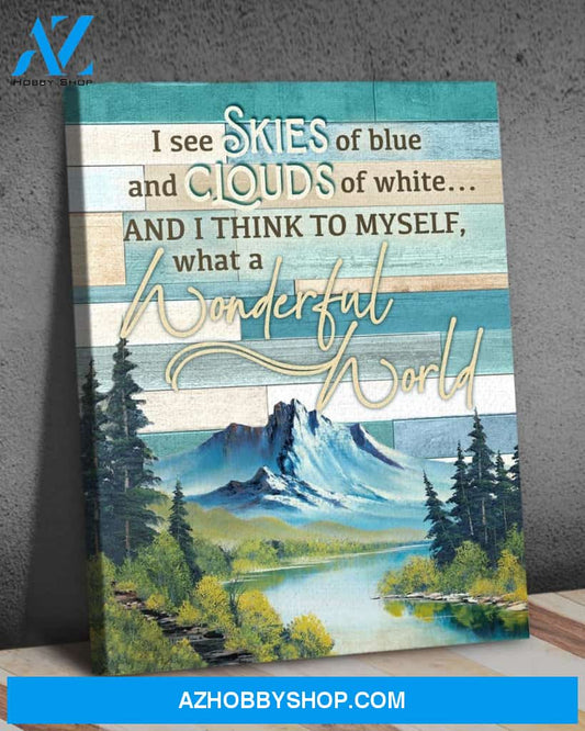 Wilderness Poster Decor, What A Wonderful World Poster Canvas Wall Decor Visual Art Hiking Wood Version